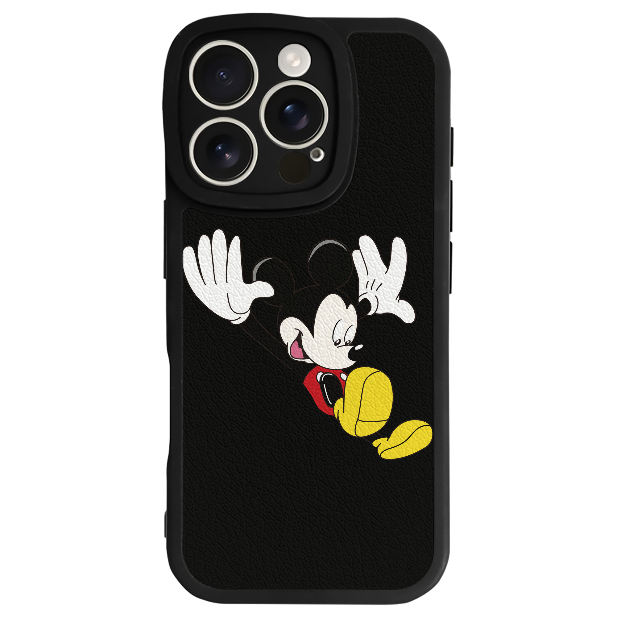 （画像用） ミッキーマウス Mickey Mouse 【iPhone 16シリーズ対応】シリコンスマホケース（レザー調） 材質：シリコン